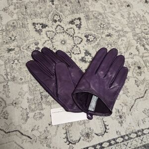 Purple Leather Half Driving Gloves